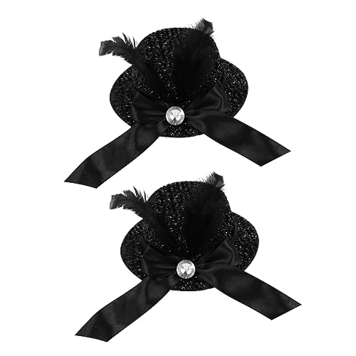 Gogogmee 2stücke Schwarz Hut Haarnadeln Druckknopfclips Für Mädchen Teenager Damen Mit Federn Dekoration Für Shopping Party Festival von Gogogmee