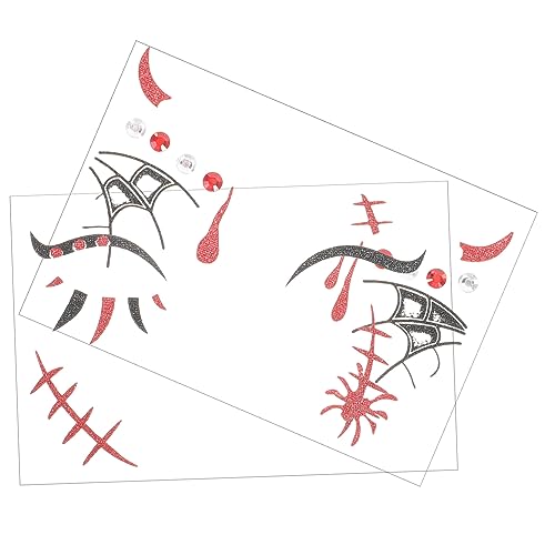 Gogogmee 2blätter Halloween Makeup Aufkleber Mit Strass Temporäre Gesichts- Aufkleber Für Halloween-partys Und Kostüme Einzigartige Dekoration Für Spaß Und Grusel von Gogogmee
