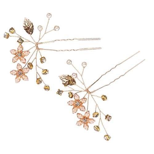 Gogogmee 2stücke Haarnadeln Mit Goldenen Blättern Und Blumen Für Hochzeitsfrisuren Elegante Haarschmuck Für Bräute Und Mädchen Vielseitige Haaraccessoires Für Besondere Anlässe von Gogogmee