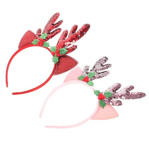 Gogogmee 2st Geweih Stirnband Geweih Haarspange Hirsch-stirnband Stirnbänder Haarreif Aus Rentiergeweih Geweihe Für Kinder Damen Stirnband Rot Haarschmuck Stoff Fräulein Erwachsener von Gogogmee