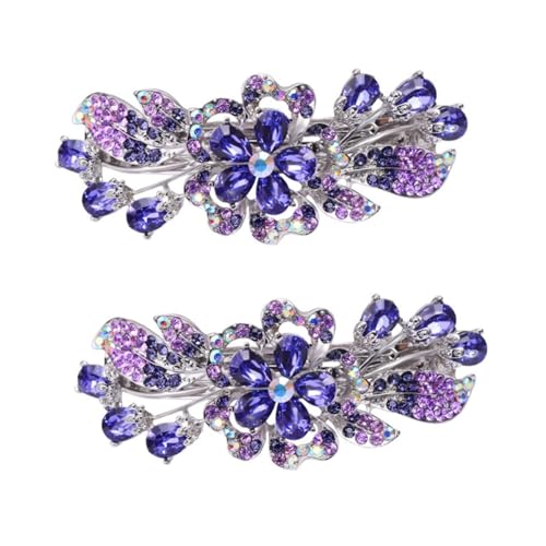Gogogmee 2st Haarnadel-strass-clip Strass-kopfschmuck Halter Für Pferdeschwanz-clips Elegante Haarspangen Lila Haarspange Haarspangen Mit Strass Frauen Haarspange Haarklemme Clip Legierung von Gogogmee