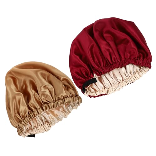 Gogogmee 2stücke Satin Schlafhaube Für Damen Haaraccessoire Elastische Schlafmütze Haarschutzmütze Praktische Langhaarmütze Atmungsaktive Schlafhaube Zum Waschen Oder Schlafen von Gogogmee