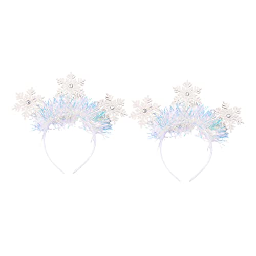Gogogmee 2st Schneeflocken-stirnband Winter Stirnband Weihnachtshaarreifen Weihnachtshaarband Weihnachtselemente Haarbänder Kopfbedeckungen Für Kinder Schneeflocken-kopf-bopper Weiß Plastik von Gogogmee