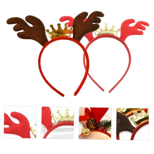 Gogogmee 2st Weihnachtsstirnband Haarschmuck Für Kinder Elch Haarreifen Weihnachtskopfkissen Kopfbedeckung Für Mädchen Weihnachtsschmuck Stirnband Mädchen-tiara Geweih Haarnadel Tuch von Gogogmee