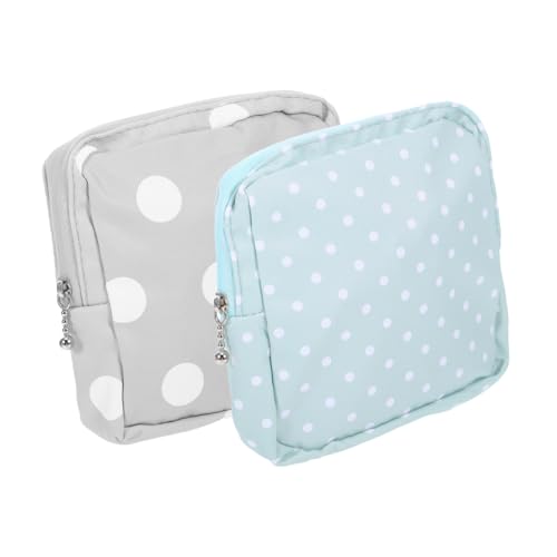 Gogogmee 2stücke Hygienetasche Damenbinden Aufbewahrungstasche Mit Reißverschluss Für Menstruationsprodukte Tragbare Periodentasche Für Mädchen Grau Und Grün Gestreift Für Münzen von Gogogmee