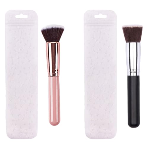 Gogogmee 2stücke Kosmetikpinsel Für Damen Make-up-pinsel-tool Foundation-rougepinsel Foundation-kosmetikpinsel Flacher Kopf Make-up Pinsel Mit Synthetischen Haaren Zum Konturieren von Gogogmee