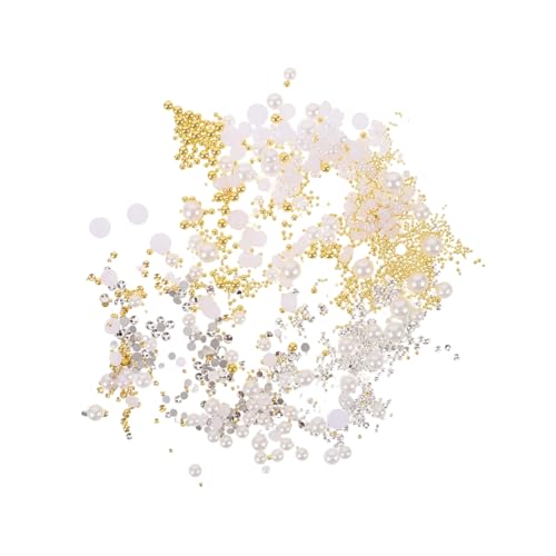Gogogmee 3 Boxen Nail Pearls Halbrund Flatback Kunststoff Charms Nageldekorationen DIY Nail Art Schmuck für Frauen Langlebig und Einfach Anzuwenden von Gogogmee