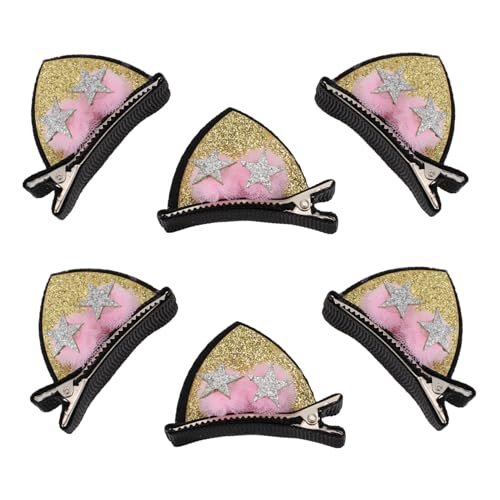 Gogogmee 3 Paare Cat Ear Hair Clips mit Pentagramm design Süße Katzenohren Haarklammern für Mädchen Dekorative Haarspangen Kinderfreundlich für Geburtstage Halloween und Festivals von Gogogmee