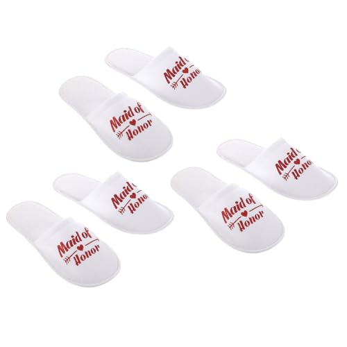 Gogogmee 3 Paare Einweg Hochzeit Hausschuhe Stoffslipper mit Goldschrift Rutschfest Atmungsaktiv für Brautparty Pajama Party Gäste Hotel und Spa Komfortabel und Hygienisch von Gogogmee