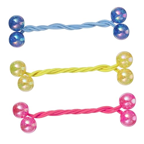 Gogogmee 3 Paare Elastische Haarbänder Aus Acryl Mit Haarkugeln Vielseitige Haarschmuck Accessoires Für Frauen Und Mädchen Hochelastische Haargummis Mit Kristallen in Zufälligen Farben von Gogogmee