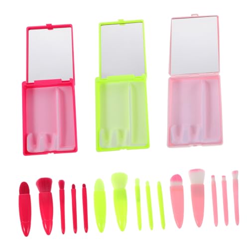 Gogogmee 3 Sets Mit Pinsel Eyeliner Make Up Mädchen Frauen Kit Kosmetik Borsten Etui Spiegel Lose Und Rouge Täglich Mini Tools Foundation Tragbar Eingebaut Lidschatten Reise Pinsel von Gogogmee