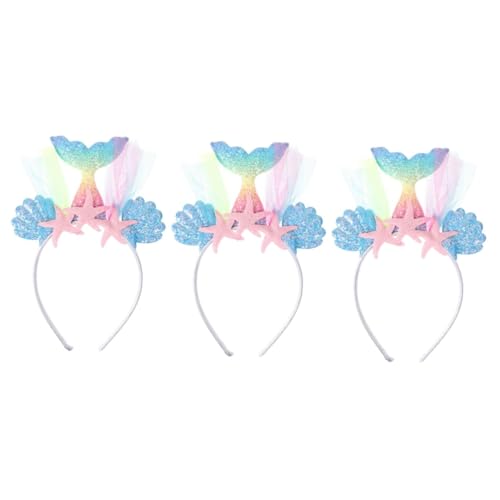 Gogogmee 3 Stk Meerjungfrau Stirnband Party-haarreifen Meerjungfrau Haarband Haarschmuck Für Regenbogen-haarband Blumenstirnbänder Glitzer-haarschmuck Hochzeitsdekoration Kranz Leder von Gogogmee