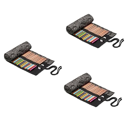 Gogogmee 3stücke Praktisches Fächer Canvas Stifte Etui Mit Roll-Design Große Kapazität Für Zeichnungen Und Malen Idealer Aufbewahrung Organizer Für Buntstifte Und Kunstbedarf Tragbar von Gogogmee