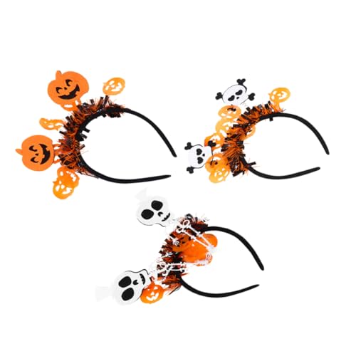 Gogogmee 3 Stück Halloween Haarreif Teiliges Kürbis Schädel Skelette Stirnband Cosplay Haarschmuck für Damen Mädchen Karneval Party Kostüm Zubehör von Gogogmee