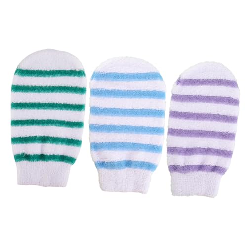 Gogogmee 3 Stück Peelinghandschuhe Duschhandschuhe aus Doppelseitige Hautfreundliche Badehandschuhe zur Sanften Körperreinigung und Massage für Damen und Herren Farben Zufällige Farbe von Gogogmee