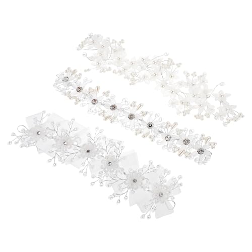 Gogogmee 3 Stück Perlen Haarband für Mädchen Kopfbedeckung für Blumenmädchen Hochzeiten und Partys Vielseitig für Verschiedene Anlässe Geeignet von Gogogmee