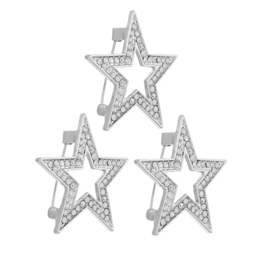 Gogogmee 3 Stück Strass Stern Broschen Anstecknadeln aus Legierung für Damen Modische Reversbrosche Vielseitiges Schmuckaccessoire für Kleidung und Anzüge Stilvolle Sicherheitsnadeln von Gogogmee