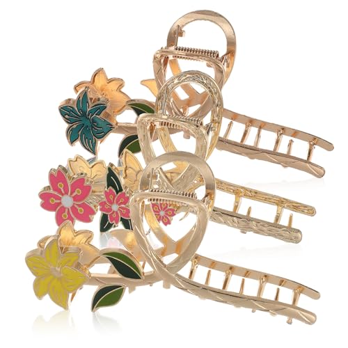 Gogogmee 3 Stück Teilig Blumenförmige Haarklammern Haarklammer für Frauen und Mädchen Rutschfeste Haarklammern für Feines Kurzes Haar Modische Haarspangen für Alltag und Reise von Gogogmee