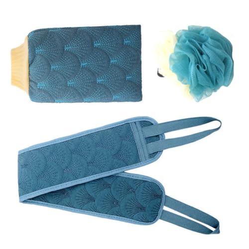 Gogogmee 3 Stück Teiliges Duschball mit Langem Badetuch Schrubber Doppelseitiger Rückenschwamm aus Hautfreundlichem Material Sanfte Peeling Funktion Platzsparend und Leicht Aufzuhängen für von Gogogmee