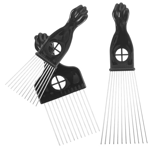 Gogogmee 3 Stück Teiliges Edelstahl Haarkamm mit Breiten Zähnen Doppelseitiger Metall Afro Pick Kamm für Schonendes Entwirren und Styling Geeignet für Herren Zuhause Salon von Gogogmee