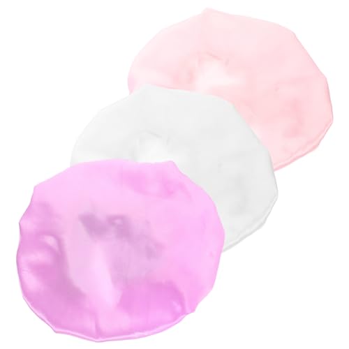 Gogogmee 3 Stück Teiliges Haarbonnet Elastisch Atmungsaktiv mit Schleifen Haarschutz Schlafmütze Duschhaube für Kleinkinder Mädchen in Weiß Rosa Lila von Gogogmee