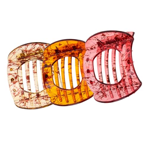 Gogogmee 3 Stück Teiliges Haarklammer Damen Französische Flexible Bogenform mit Inneren Zähnen Rutschfeste Federklammern in Tiefem Kaffee Hellem Kaffee und Hellem Rot Geeignet für Dünnes von Gogogmee