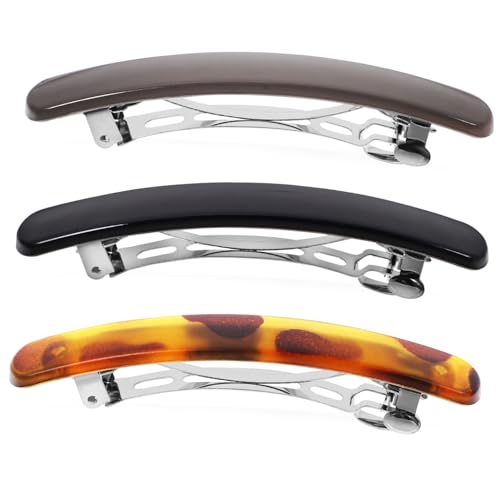 Gogogmee 3 Stück Teiliges Haarschnappclips Rutschfeste Haarklammern für Vielseitige Frisuren aus Resin und Leopard Gelb Glänzendem Braun und Schwarz für Damen Haaraccessoires von Gogogmee