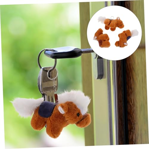 Gogogmee 3 Stück Teiliges Pferd Plüschanhänger Chinesisches Tierkreiszeichen Schlüsselanhänger Tasche Charm für Haustiere Niedliche Kleine Stofftier Dekoration zum Neujahrsfest Braun Blau von Gogogmee