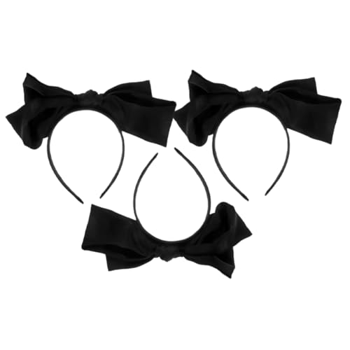 Gogogmee 3 Stück Teiliges Schwarzer Haarreifen mit Großer Schleife Leichtes und Komfortables Stirnband für Damen und Mädchen Eleganter Haarschmuck für Party Alltag und Fotoshootings von Gogogmee