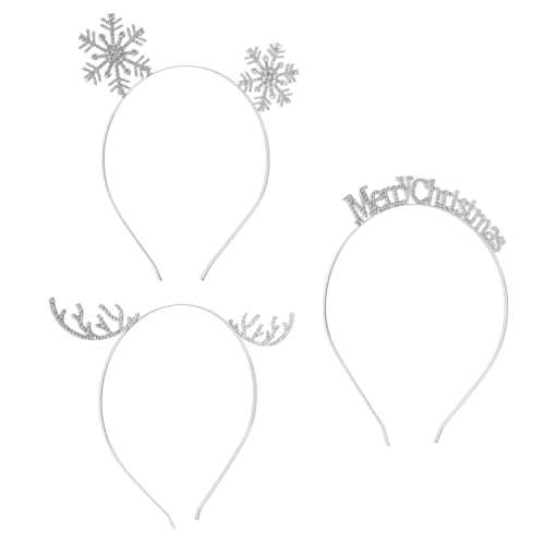 Gogogmee 3 Stück Teiliges Weihnachts Stirnband mit Strass Dekoratives Haaraccessoire für Festliches Headdress Geschenkidee für Partys und Feiertage von Gogogmee