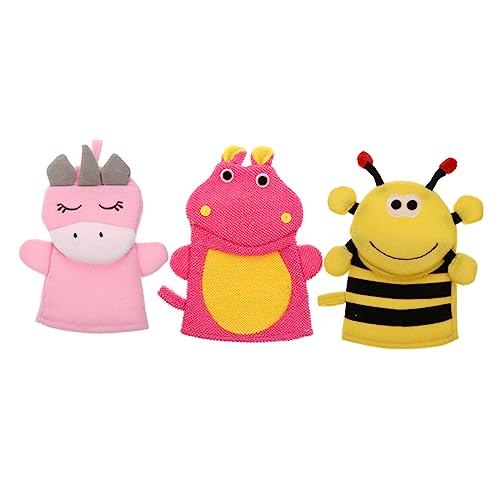 Gogogmee 3 Stücke Kinder Badehandschuhe Cartoon Tierform Weiche Duschhandschuhe für Babys Exfolierende Badeschwämme mit Hoher Reinigungskraft Langlebig und Hautfreundlich von Gogogmee