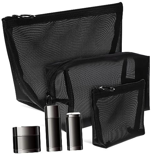 Gogogmee 3 Teiliges Schwarzes Mesh Kosmetiktaschen Set Dreiteiliges Set Make Up Taschen Für Damen Organizer Taschen Für Reisen Make Up Beutel Reisetaschen Kulturbeutel von Gogogmee