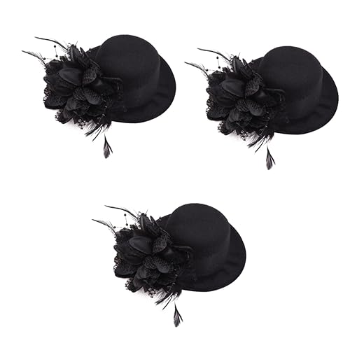 Gogogmee 3St Hochzeitshut Haare haarschmuck elegant faszinater haar spangen haarhalter Damen-Tea-Party-Hut Brautkopfschmuck für die Hochzeit schwarzer Schleier Mädchen Haarnadel Black von Gogogmee
