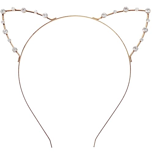 Gogogmee 3St Strass-Stirnband essen Ohr Tiaras Ohren Haarbänder Stirnband mit Tierohren Katzenohren Stirnband Strass-Katzenohr-Haarreifen Kleid mit Katzenohren Kostüm Katzenohren Golden von Gogogmee