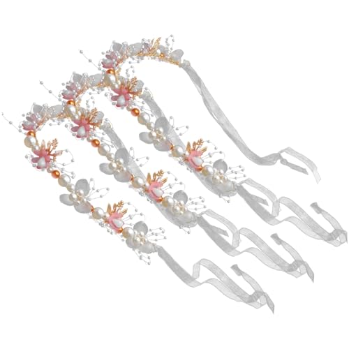Gogogmee 3St hochzeit kopfschmuck Haarteil mit Strasssteinen Tragetaschen-Organizer-Einsatz brauthaatschmuck brauthaarschmuk Blumengirlande Haargummi Brauthaarschmuck Perlen-Stirnband Süss von Gogogmee