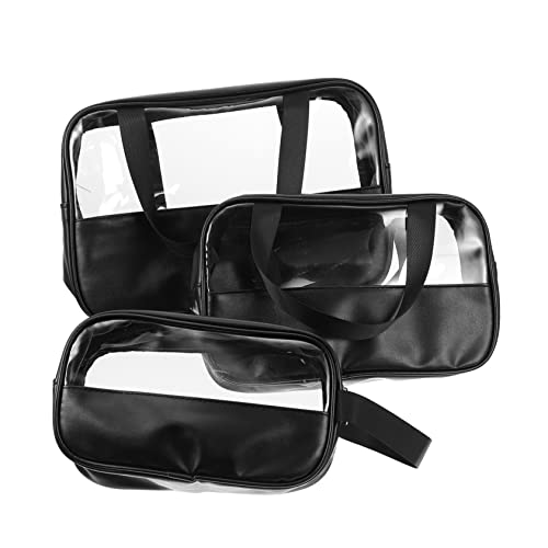 Gogogmee 3Stücke Teiliges Tragbare Transparente Kosmetiktaschen aus Wasserdichtem PU für Reise und Fitness Große Kapazität mit Robustem Reißverschluss Toilettenorganisator für Damen von Gogogmee