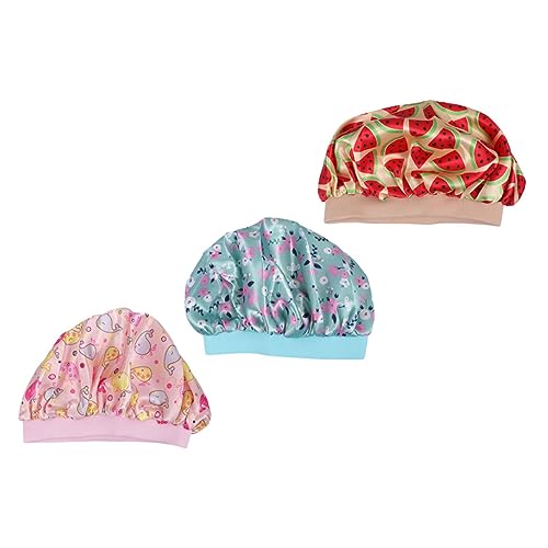 Gogogmee 3stücke Teiliges Junge Mädchen Seiden Schlafhaube Elastische Satin Mütze Mit Breiter Krempe Atmungsaktiv Und Bequem Für Erholsame Nachtruhe Grün Beige von Gogogmee