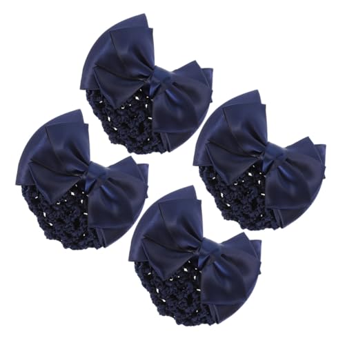 Gogogmee 4 Stck Haarnetz mit Schleifen Clip Dekoratives Haarnetz für Dutt Elastischer Haarschmuck für Damen Eleganter Haarschmuck mit Schleifen Barette für Alltag und Beruf von Gogogmee