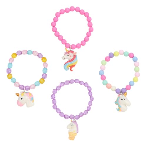 Gogogmee 4 Stück Bunte Einhorn Armbänder für Acryl Perlen Kinderarmband Schmuck Mädchen Geburtstagsgeschenk Party Dekoration von Gogogmee