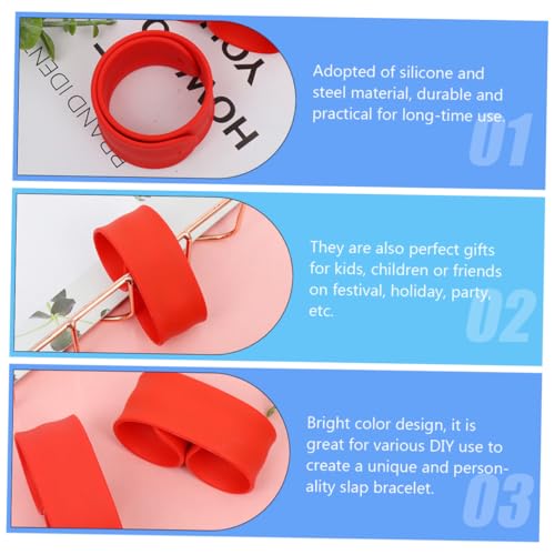 Gogogmee 4 Stück Bunte Silikon Slap armbänder Flexibel Hautfreundlich Langlebig DIY Schmuck für Erwachsene Rot von Gogogmee