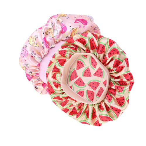 Gogogmee 4 Stück Bunten Drucken Elastische Duschhaube für Junge Mädchen zum Schlafen und Schützt das Haar und Sorgt für Ordnung Atmungsaktiv und Leicht von Gogogmee