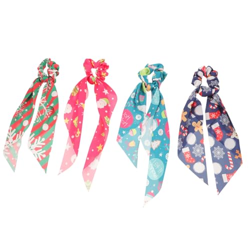 Gogogmee 4 Stück Elastische Weihnachts Haarbänder mit Festlichem Design Dehnbar und Langlebig Modisches Haarschmuck für Damen und Mädchen für Weihnachten Party und Alltag von Gogogmee