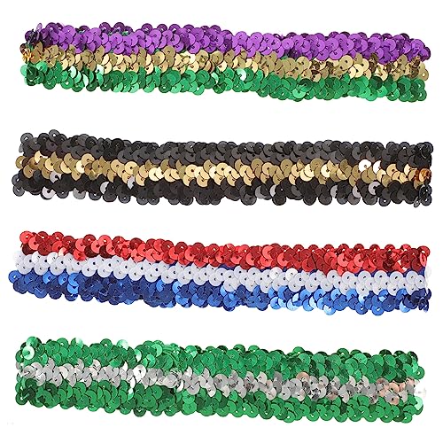 Gogogmee 4 Stück Elastisches Stirnband Für Mädchen Glitzer-stirnbänder Dehnbares Stirnband Stretch-stirnbänder Für Frauen Party-stirnband Dekoratives Stirnband Pailletten Haarschmuck Damen von Gogogmee