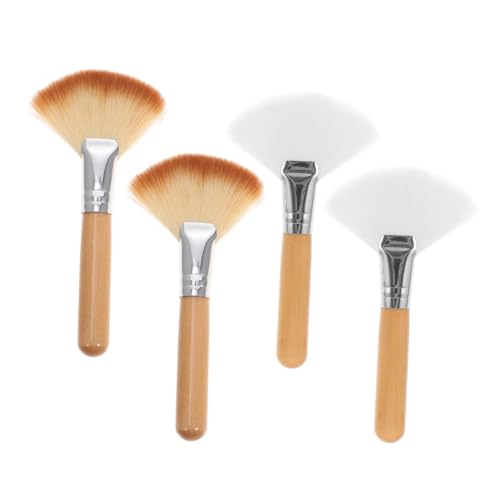 Gogogmee 4 Stück Fächer Make up Pinsel Für Highlighter Rouge Puder Weiche Borsten Langer Griff Tragbar Für Damen Für Kosmetik Und Make up Tasche von Gogogmee