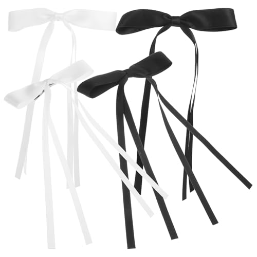 Gogogmee 4 Stück Große Haarschleifen Teilig Doppellagige Spitzen Haarspangen mit Metallclip Rutschfestes Haarschmuck Accessoire für Damen und Mädchen Stilvolle Schleifen in Weiß und von Gogogmee