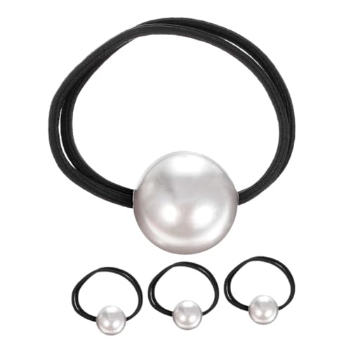 Gogogmee 4 Stück Große Perlen Haargummis Elastische Pferdeschwanzhalter Haarbänder Schonend für Damen Mädchen Vielseitige Haar Accessoires mit Elegantem Perlenschmuck von Gogogmee