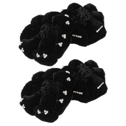 Gogogmee 4 Stück Haarnetz Für Damen Schwarzes Dutt Netz Aus Samt Mit Strass Haarschmuck Für Tänzer Krankenschwestern Und Kellnerinnen Einheitsgröße Für Haartypen Für Formelle von Gogogmee