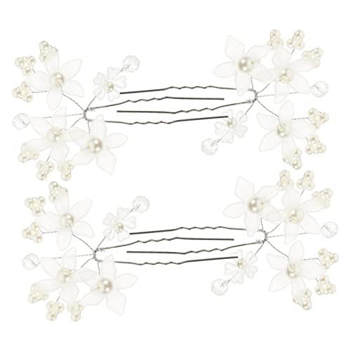 Gogogmee 4stücke Förmige Haarnadeln Mit Blumen Und Perlen Teiliges Für Hochzeiten Eleganter Haarschmuck Für Bräute Vielseitige Frisuren Für Besondere Anlässe Hochzeitsaccessoires von Gogogmee