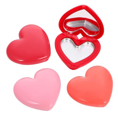 Gogogmee 4 Stück Herzförmige Kompakte Lippenstift Lidschatten döschen mit Spiegel Wiederverwendbare Kosmetik aufbewahrung für Make up DIY als Geschenk für Frauen von Gogogmee