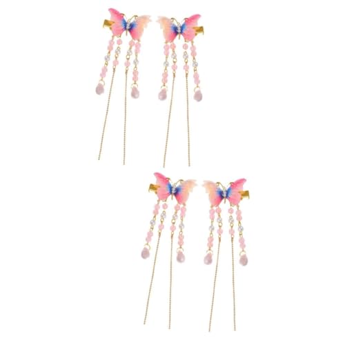 Gogogmee 4 Stück Kopfschmuck Haarnadel Haarnadel Haarschmuck Mit Quasten Mädchen Schmetterlinge Haarspangen Mädchen Haarschmuck Schmetterlinge Haarschmuck Für Mädchen Frauenhaar Rosa Metall von Gogogmee